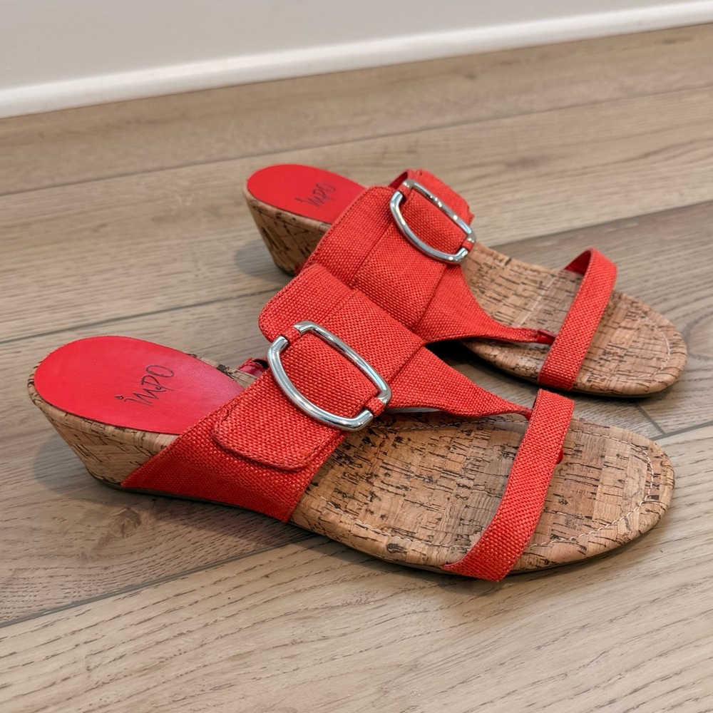 Orange Impo Sandals with Cork Wedge Size 8.5